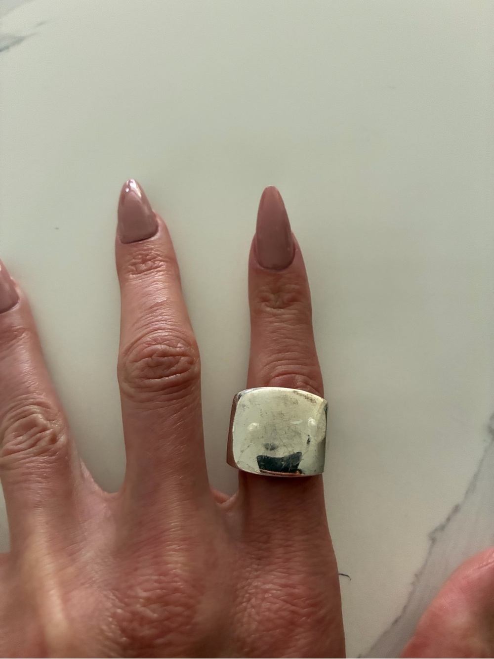 Silver Wide Square Statement Ring - Silver
